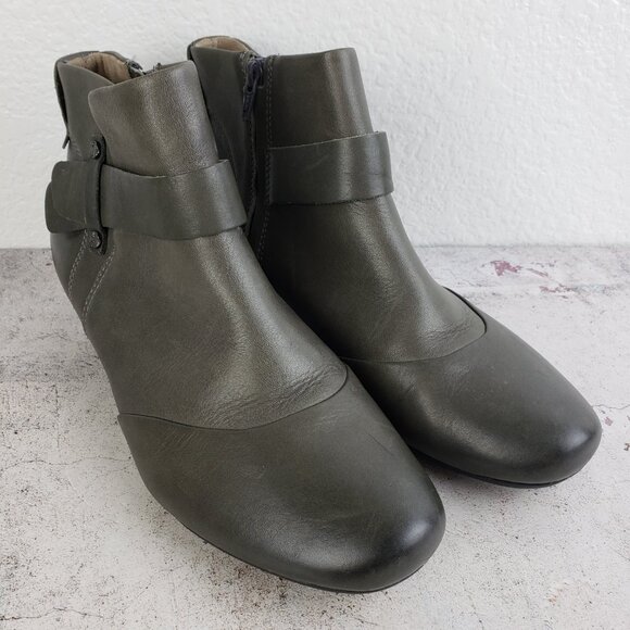 TAOS Ankle Booties Leather Side Zip Comfort Shoes Gray size 9 EU 40 Lagenlook - Picture 4 of 16